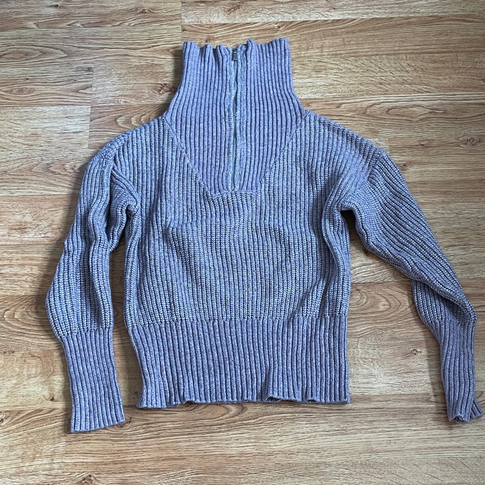 Cupcakes & Cashmere Lavender Ribbed Half Zip Sweater XS Funnel Neck Cozy Chic